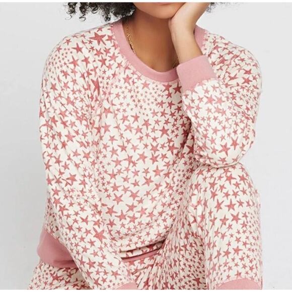 L*Space Star Print Stars Align Long Sleeve PJ top in Pink/Cream, size XS NWT - Picture 2 of 11